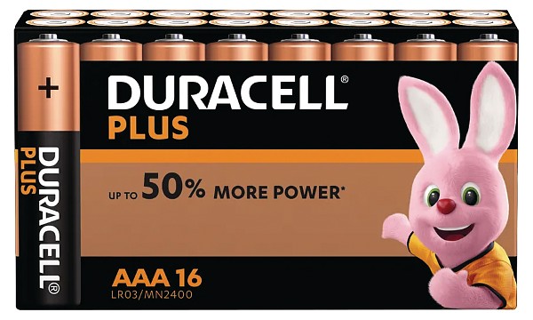 Paquete de 16 Pilas Duracell Plus Power AAA