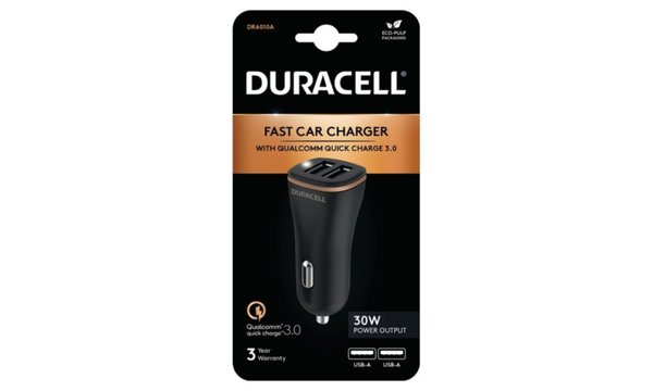 Cargador para coche Duracell 18W + 12W USB-A